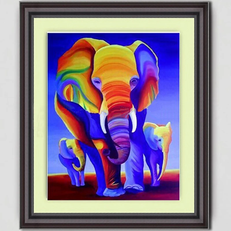 DIY Diamond Painting 3d Color Elephant 30x40 Square Diamond Resin Full Rhinestone Home Decoration Embroidery Cross Needlework