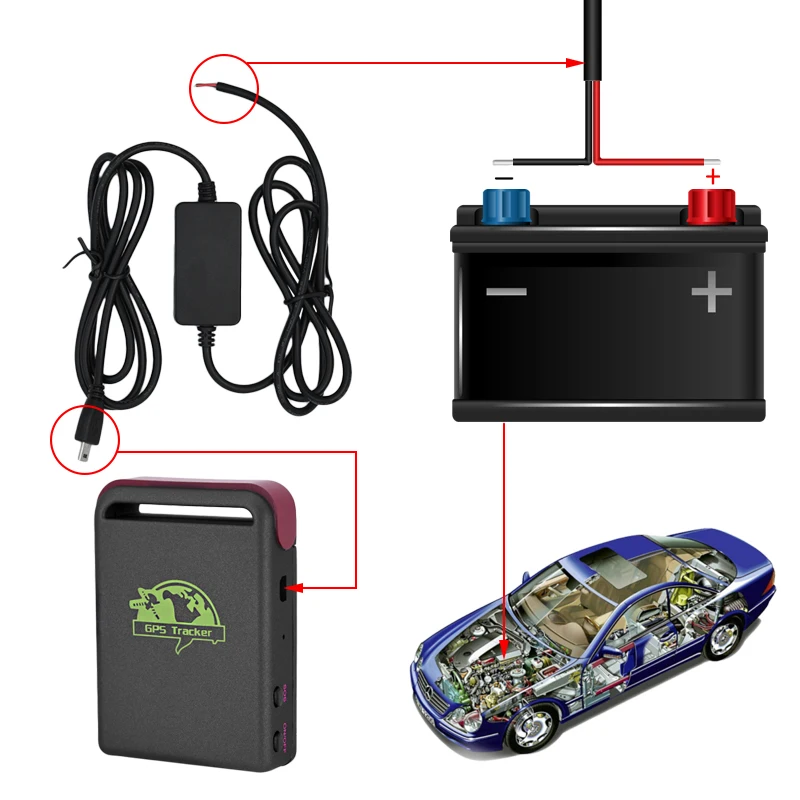 Mini TK102B GPS Tracker Real-time Vehicle GSM GPRS Car Trackers Tracking Locator Device with car charger battery