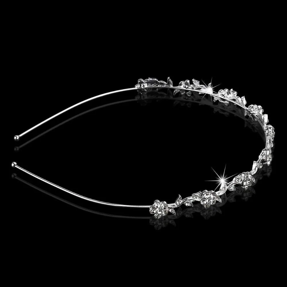 TREAZY Floral Wedding Tiaras Bridal Hair Accessories Women Rhinestones Crystal Headband Crown Simple Diadem Wedding Bride Gifts