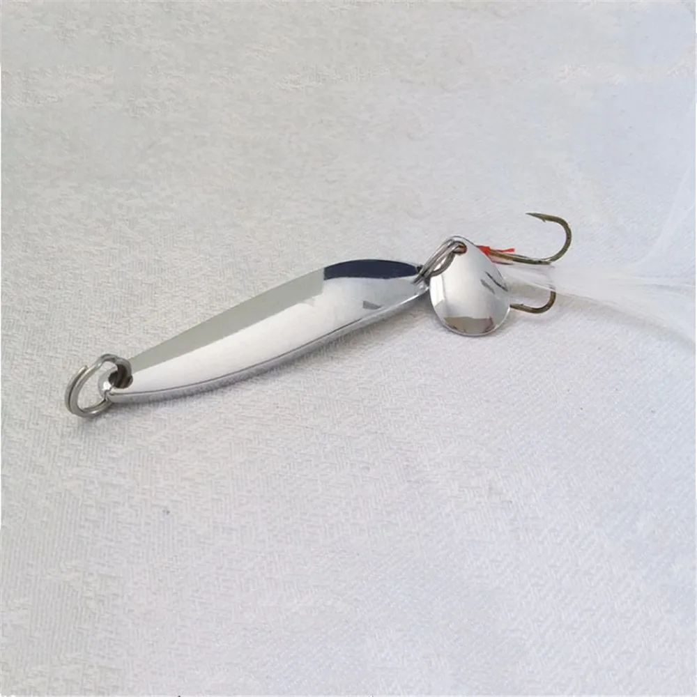 1 pz metallo oro nastro cucchiaio richiamo di pesca paillettes esche dure rumore Paillette con piuma per esche marine strumento Wobbler Spinner