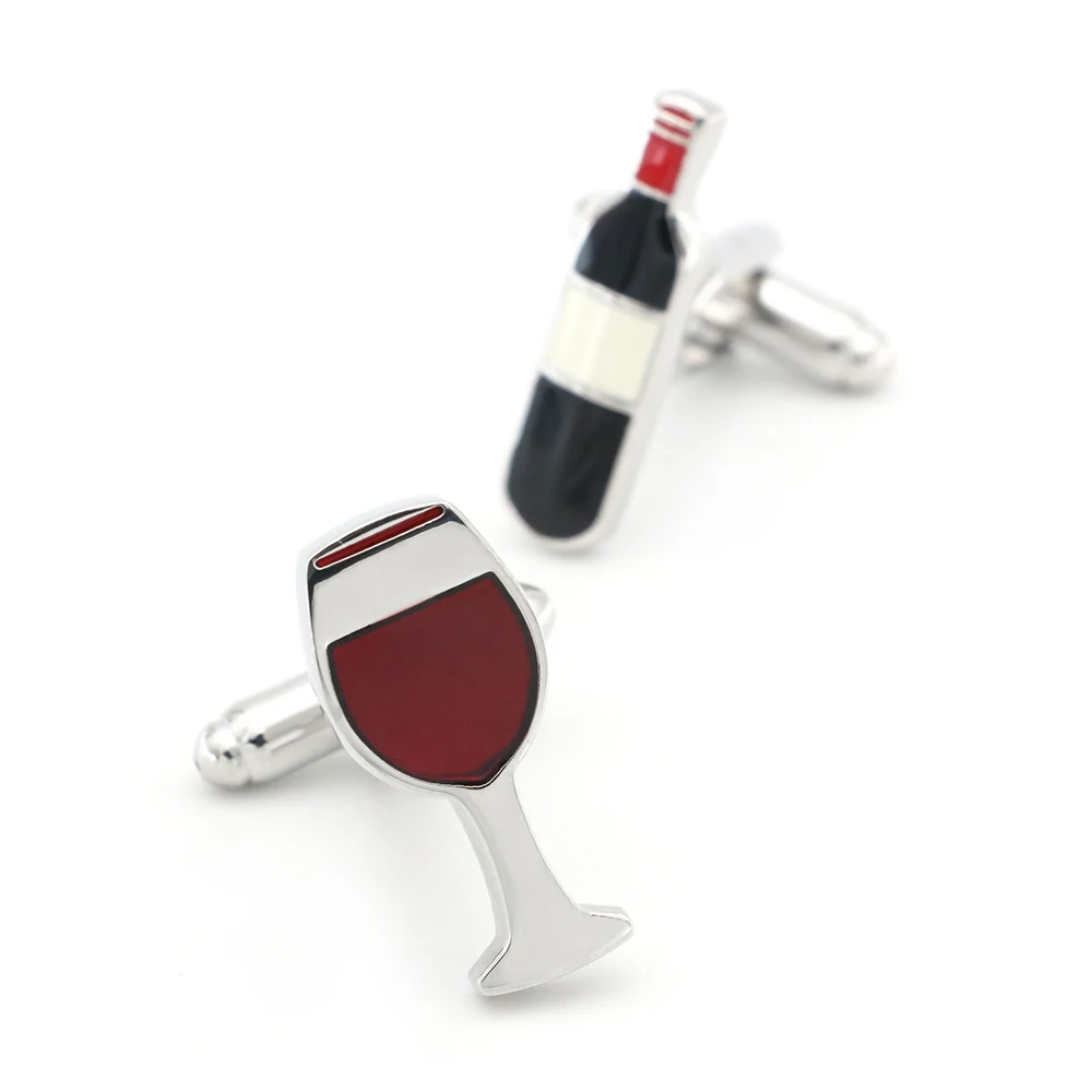 iGame Wine Bottle & Glass Cuff Links Red Color Quality Brass Material Novelty Red Wine Design Cufflinks Wholesale & Retail