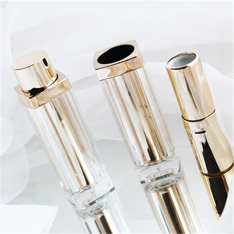 12.1mm high-grade acrylic lipstick holder professional lipstick palettes luxurious Gold square empty lipstick tubes packaging