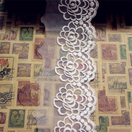 

10 yards width 7.5cm 2.95" white mesh embroidery lace trim ribbon 29864L4K690