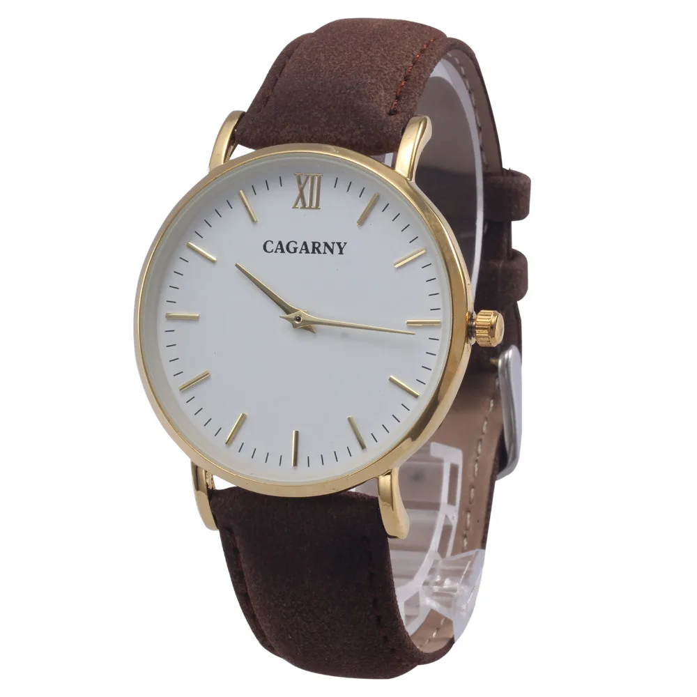 Cagarny Luxury Brand Quartz-Watch Men Vogue Leather Wristband Golden Case Fashion Ladies Wrist Watches Women Clock Woman Hours