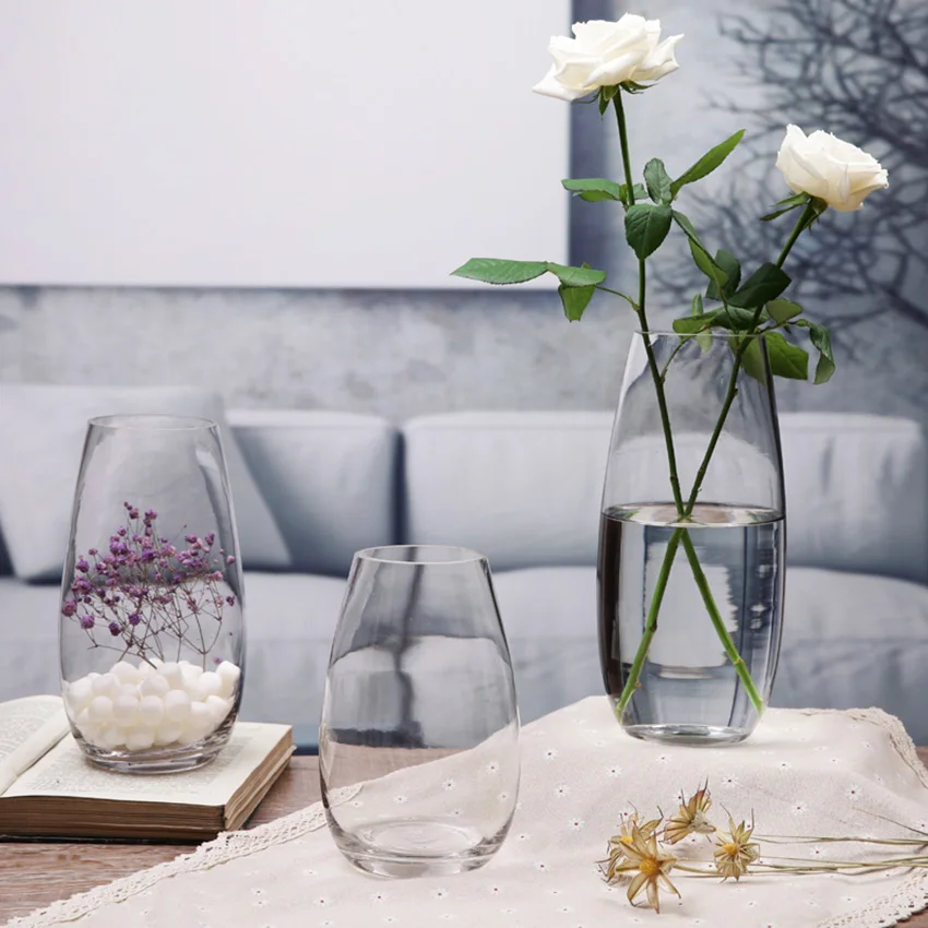 

Tabletop Glass Vase European Contracted Clear Hydroponic Pots Flower Bottle Terrarium Wedding Home Decorations