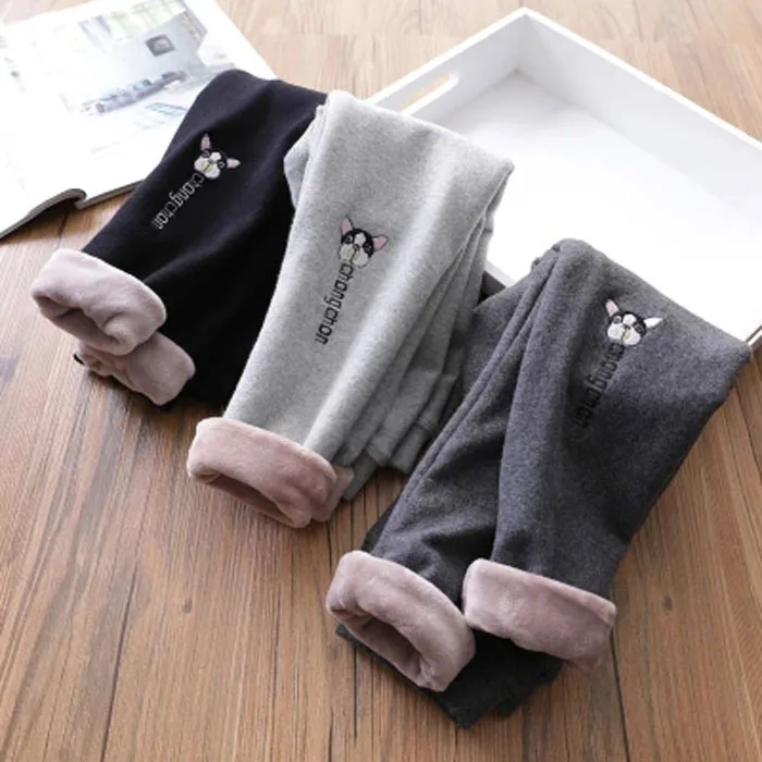 2022 winter baby double plus velvet warm pants children's trousers thick thin silver velvet girls leggings