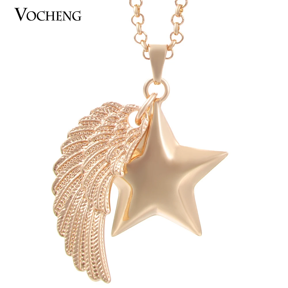 Vocheng 3 Colors Engelsrufer Star Angel Wing Charm Pendant Necklace with Stainless Steel Chain VA-080