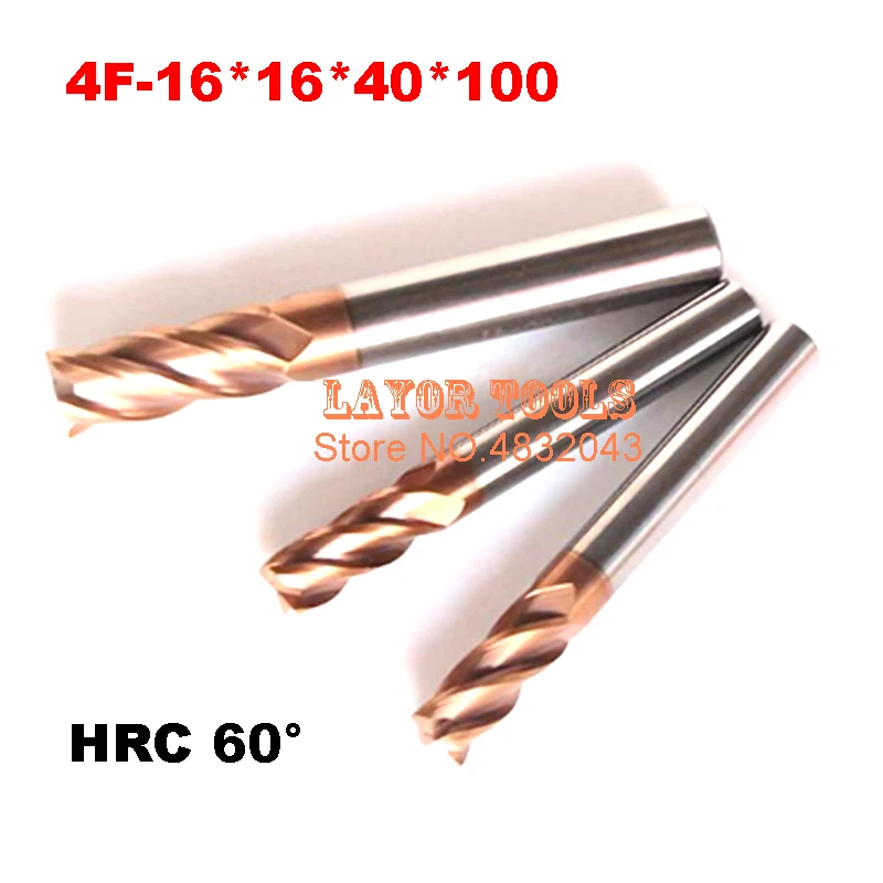 4F-16 HRC60,carbide Square Flatted End Mills coating:nano 4 flute diameter 16 mm, The Lather,boring Bar,cnc,machine