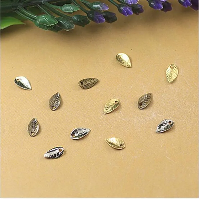 100pcs 4x7mm Antique Bronze/Rhodium/Silver Plated Small Leaf Charms Jewelry Charm DIY Necklace Bracelet Earrings Findings