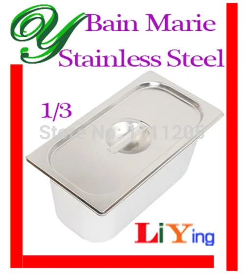 Stainless Steel Bain Marie 3L Food Pan Buffet Warmer Inserts Icecream tray Soup stock pot tureens basin storage box bin with lid