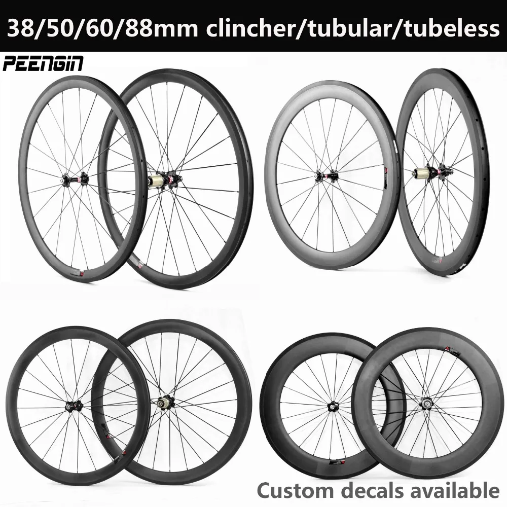 23mm 25mm Wide Carbon Light Wheelset Clincher 38mm U Shape Bike Wheel 60mm Tubular Road 50mm Cycling 88mm Depth With Novatec Hub