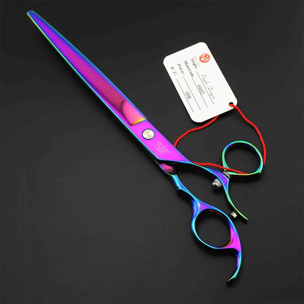 Japan 440C Professional 8 Inch Pet Scissors Dog Grooming Cutting Shears Hairdresser's Scissors with 360 degree rotate handle