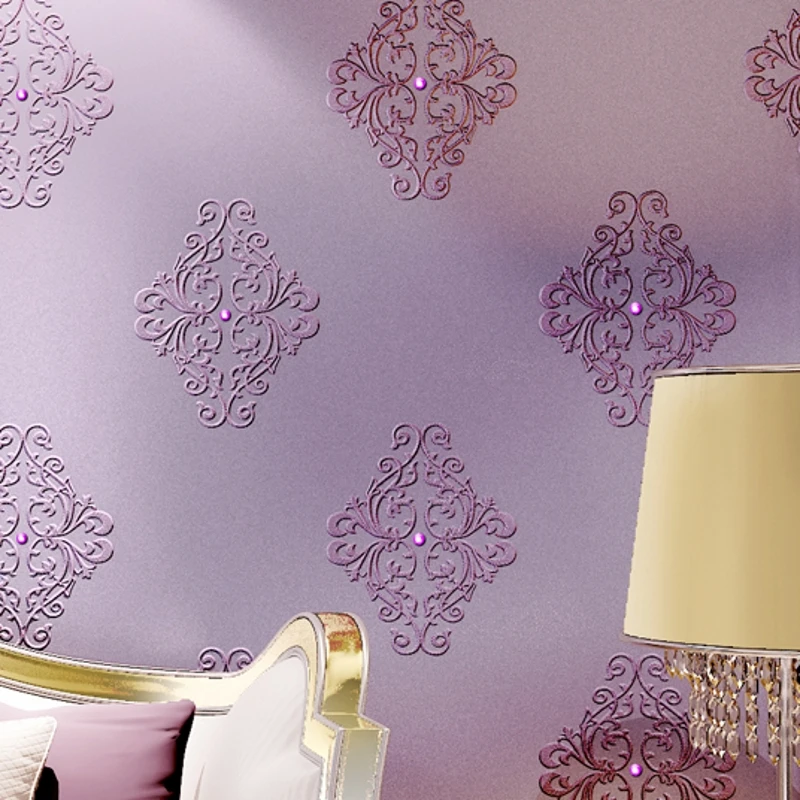 beibehang silk embroidery wallpaper 3D stereo diamonds European non - woven living room bedroom TV background wall paper