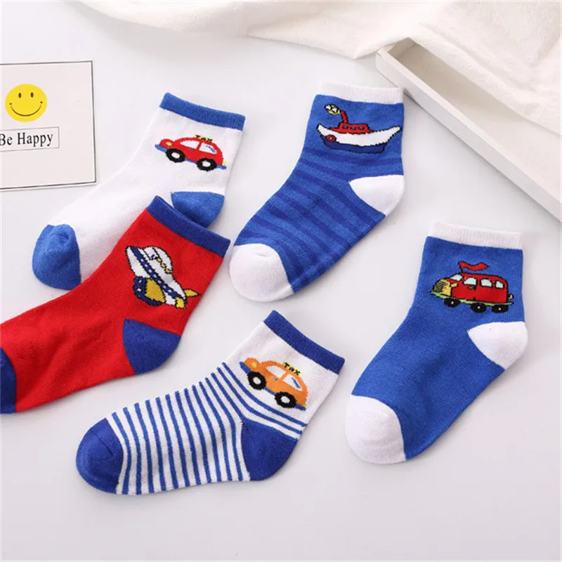 5 Pairs/Lot Autumn Winter Kids Cotton Socks Boy Girl Fashion Sport'S Soft Socks Baby Cute Breathable Toddler Socks Children CN