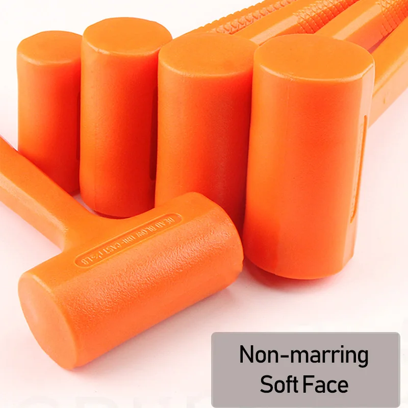 0.5-4LB Dead Blow Mallet Orange Soft Rubber Unicast Hammer