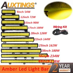 Auxtings yellow 20 inch 126W 12'' 22'' 20'' offroad led light bar 12V 24V Spot Flood Amber Fog Lamp for Jeep Car 4WD Truck SUV