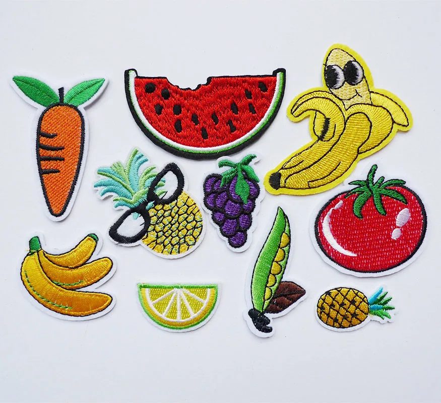 1Pcs 3D Foods Fruits Burger Iron On Patches For DIY Stickers Clothing Appliqued Sewing Kids Garment Embroidered Stripes Badges