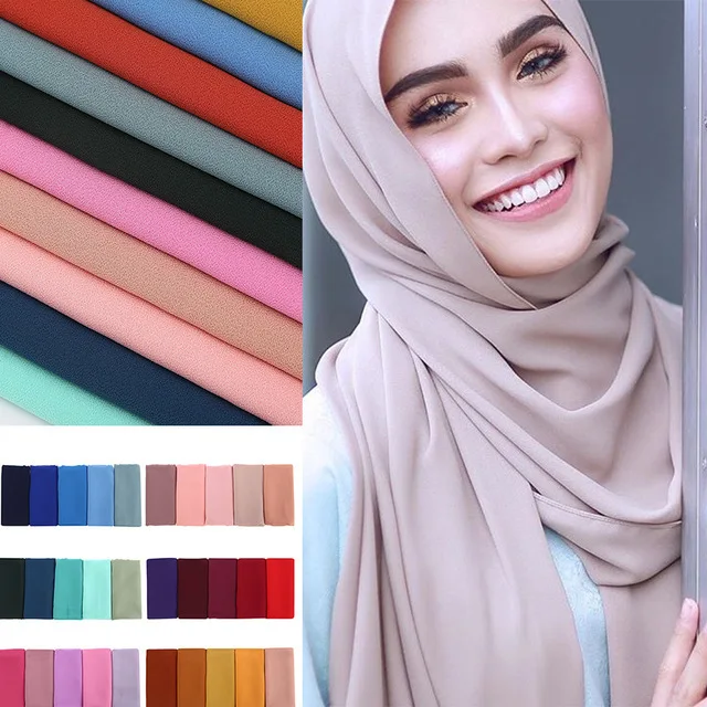 

High quality plain bubble chiffon scarves printed solid color scarf headband beach popular hijab summer muslim shawls 100pcs/lot