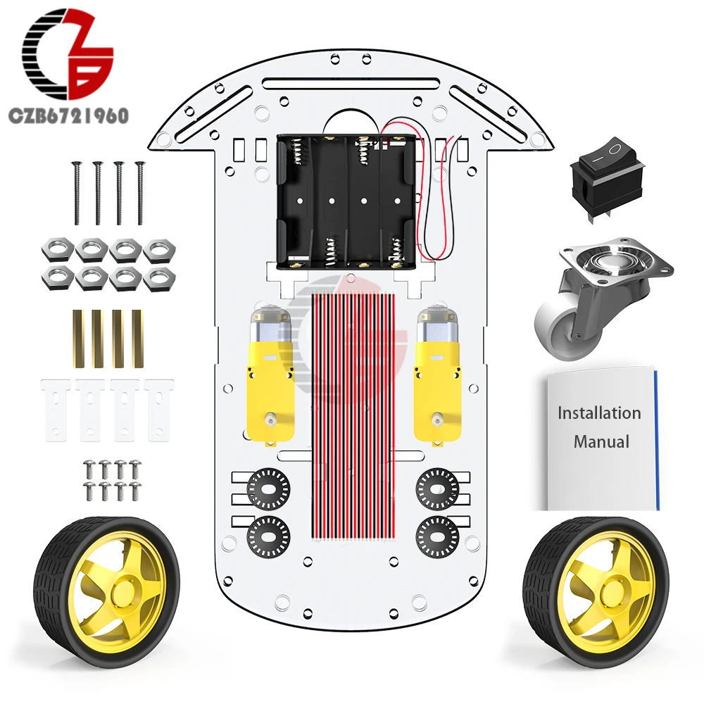 Smart Robot Car 2WD Motor Chassis Tracing Car Kits Speed Encoder with DC Motor Battery Box for Arduino Diy Kit