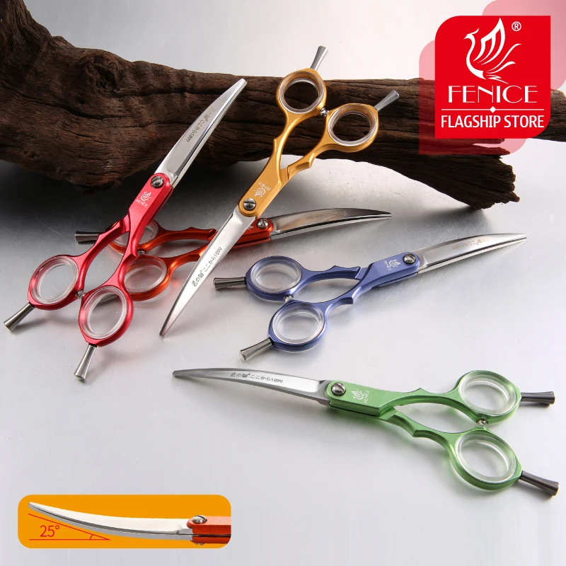 

Fenice Professional Pets Grooming Scissors 6.0 inch Aluminum Handle Dog/Cat Hair Cutting Curved Shear Japan VG 10