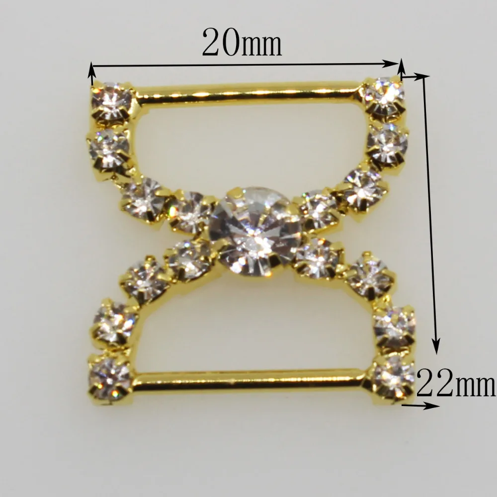 10pcs 20x22mm Crystal Gold Rhinestone Bikini Swimwear Connectors/Buckle Metal Chain Swimwearr Bag Buckle Shoes Chain Decorate