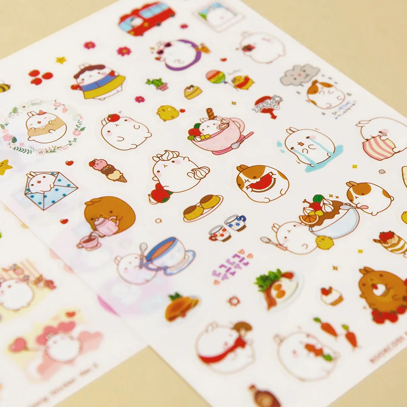 6 Sheets/set Cute fat Rabbit Decorative Sticker Diary Album Label Sticker DIY Scrapbooking Stationery Stickers Escolar