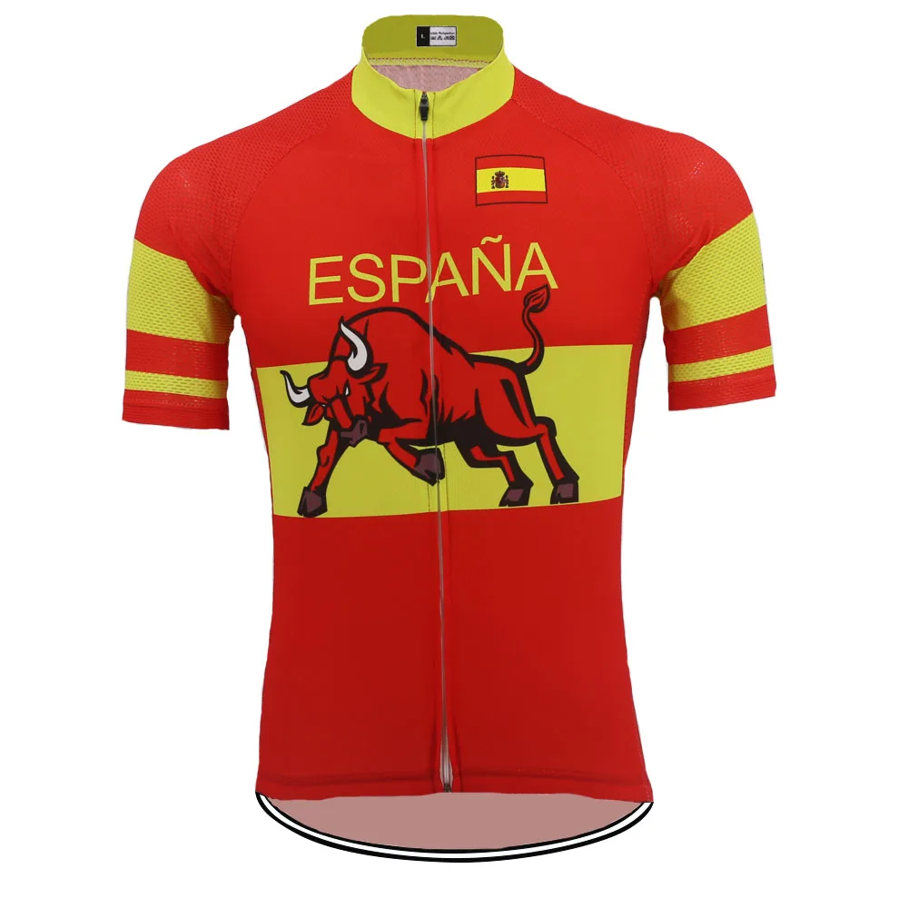 Spain NEW Men's Red Cycling Jersey Short-Sleeved Summer Professional Team Bicycle Clothes Breathable Spanish Auspicious Pattern