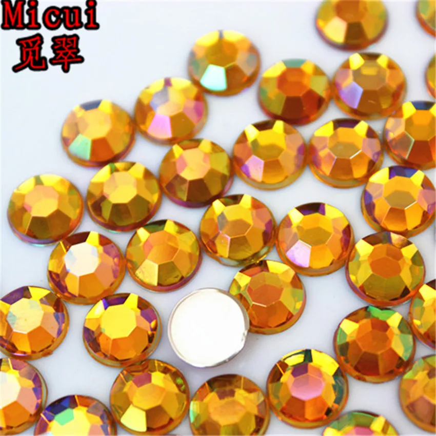 Micui 100 pz 8mm Rotonda di Colore di AB Flatback Acrilico Strass Cristalli Pietre di Strass Applique Per Abiti FAI DA TE Artigianato MC759