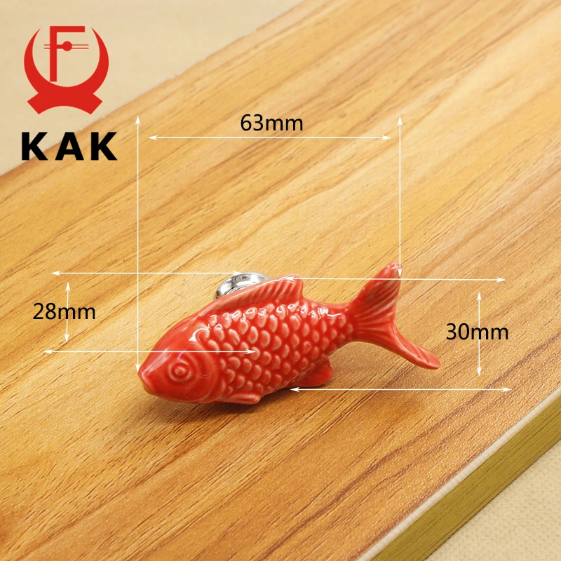 KAK boutons de tiroir pour enfants poignées en céramique en forme de poisson pour chambre d\'enfants poignées d\'armoire de cuisine boutons d\'armoire