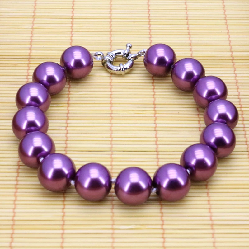 Hot!purple glass pearl necklace set 12mm necklace 18\