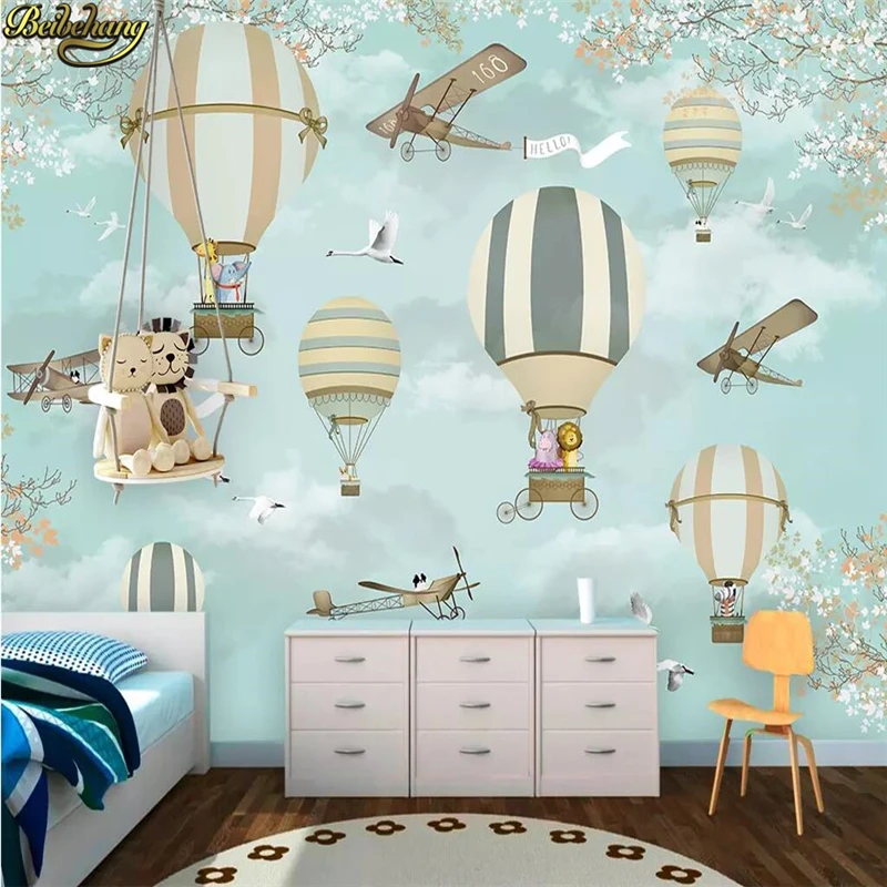 

beibehang Custom Cartoon hot air balloon photo mural Wallpaper Living Room Background 3D Wall paper Murals Wallpaper Home Decor