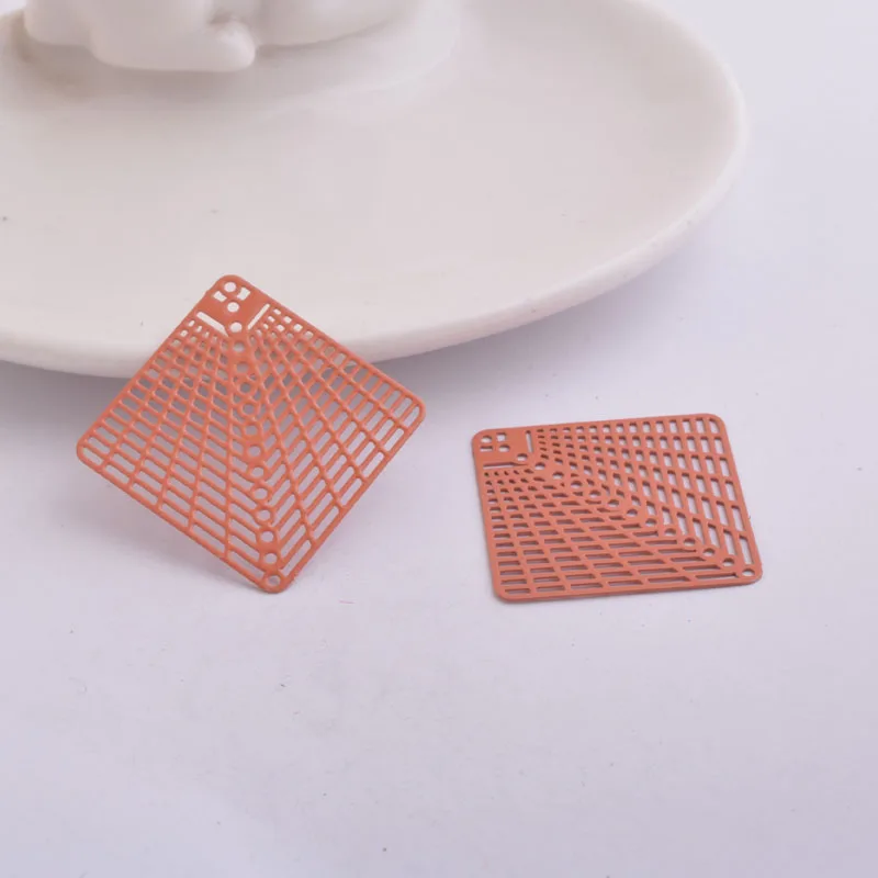 50 Stück AB1247 37*37mm Quadratische Anhänger Ohrring-Zubehör für Damen Bijoux Geometrisch – Detail 4