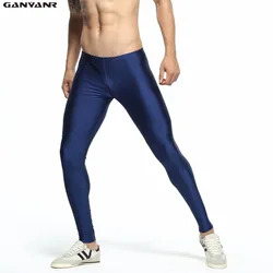 GANYANR marka kompresji legginsy do biegania Fitness legginsy mężczyźni joga siłownia spodnie sportowe elastan Sexy potu sportowe Nylon koszykówka