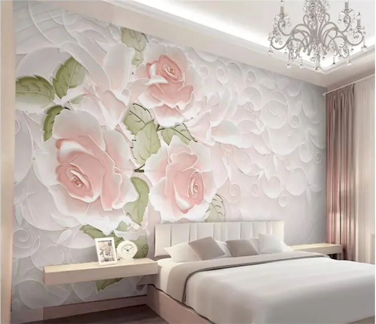 

3D photo wallpaper stereoscopic relief rose simple European backdrop flower 3D large wall mural wallpaper Modern painting