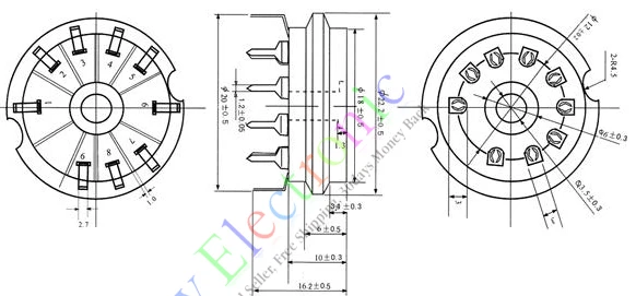 Wholesale and retail 8pcs 9pin PCB Ceramic vacuum tube socket valve base 12AX7B 12AU7 ECC83 ECC82 DIY free shipping