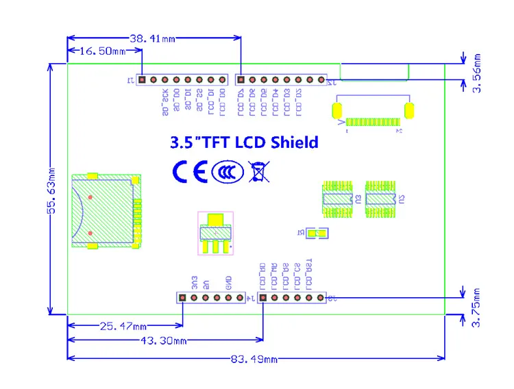 Schermo LCD TFT da 3.5 pollici con modulo LCD da 3.5 "per scheda UNO R3 e supporto mega 2560 R3