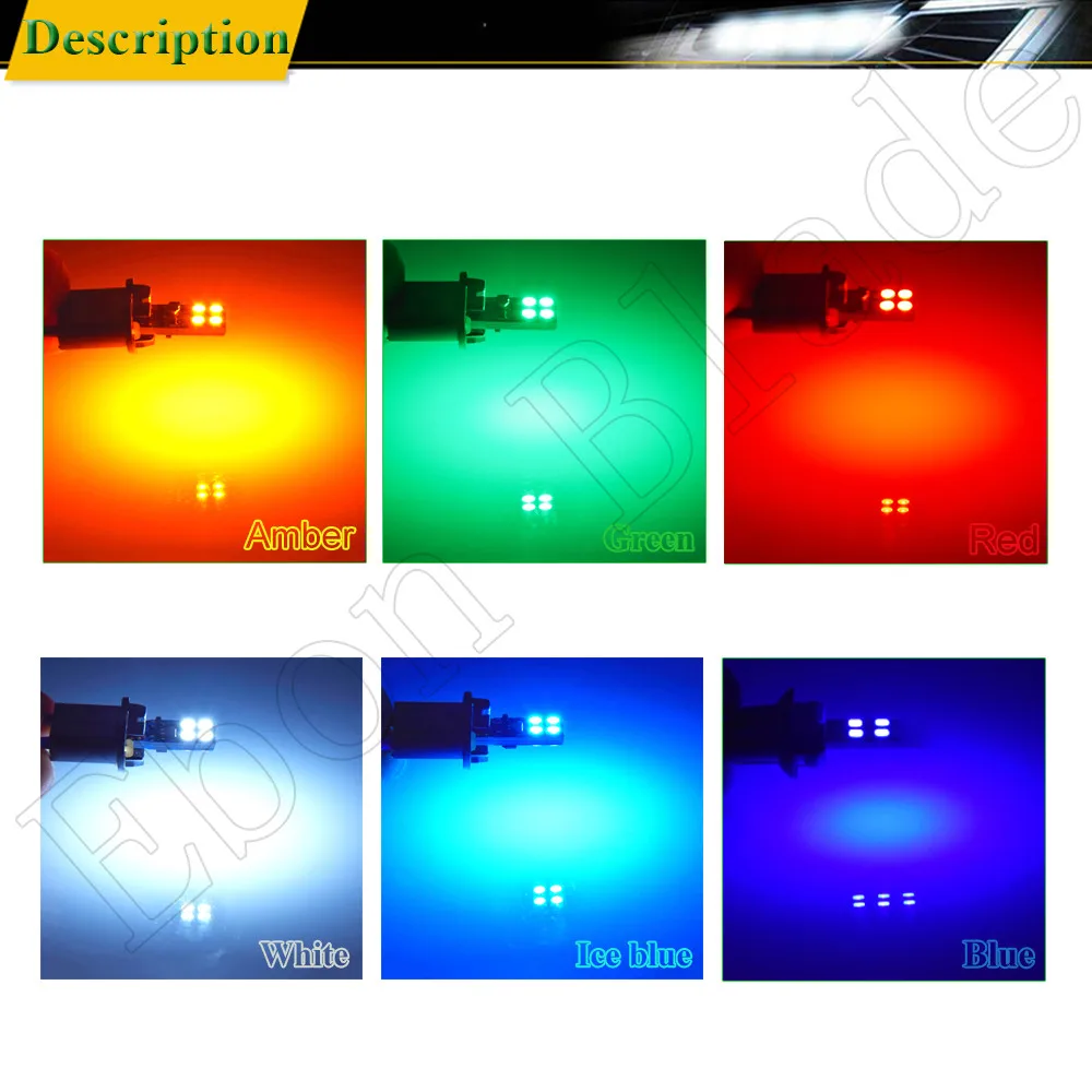 2Pcs T10 W5W 12V LED White Red Amber Blue Ice Blue Green Pink CANBUS Error Free For Car Auto Side Wedge Tail Parking position