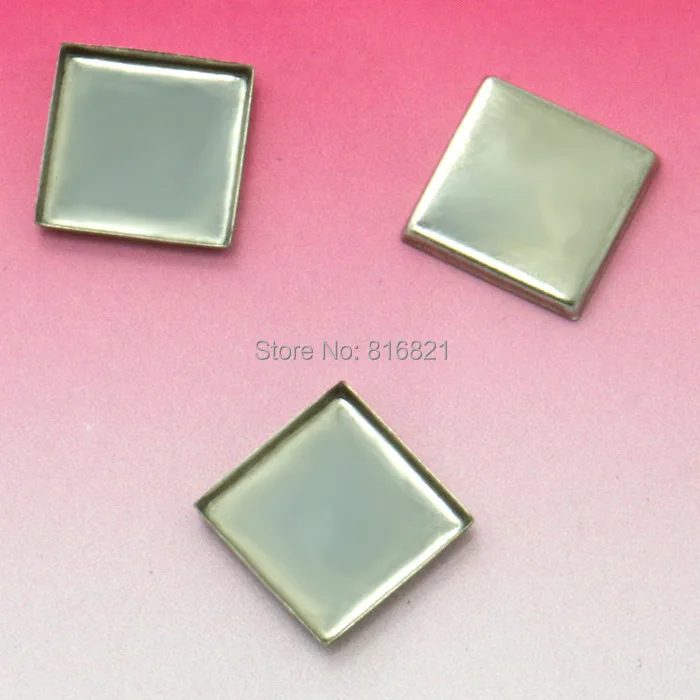 

9.8mm Stainless Steel Square Bezel Cabochon bases Settings Blanks Jewelry DIY Findings for Floating Charms Lockets Making