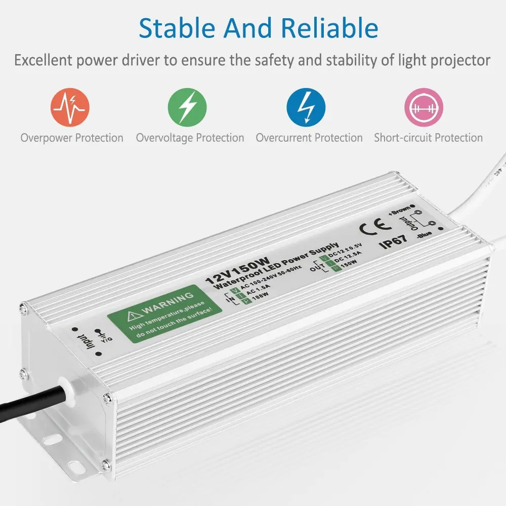 IP67 Waterproof LED Driver AC 220V To DC 12V 24V 10W 20W 30W 50W 60W 100W 120W 150W 200W 300W Lighting Transformer For Outdoor