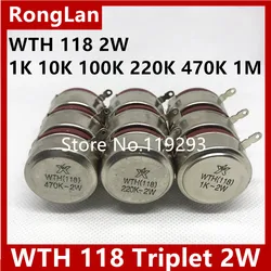 [BELLA]WTH 118 2W triple potentiometer 1K 2.2K 4.7K 10K 22K 47K 100K 220K 330K 470K 680K 1M 2.2M(2M)--5pcs/lot