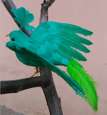 

20x28cm foam&green feathers phoenix artificial bird handicraft,garden decoration prop gift a2541