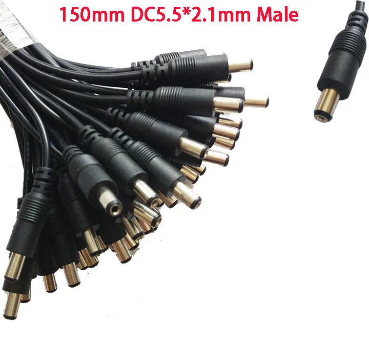 DC5.5*2.1MM Male Female 150mm Wire Black Double Cables Converter Cable