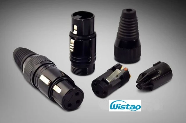 Conector xlr fêmea, caixa de pintura de liga de zinco, contatos banhados a ouro, isolamento pa66 para cabo xlr, áudio hifi, diy