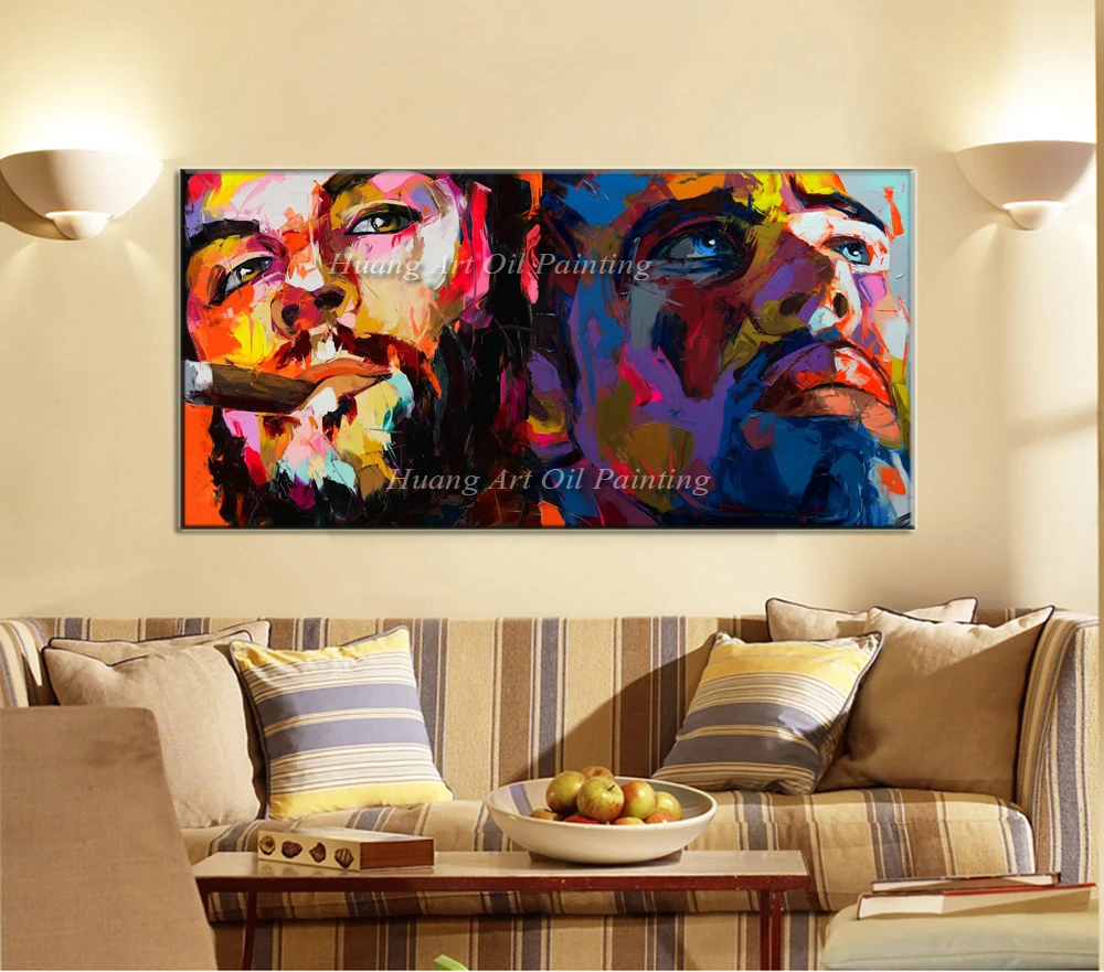 Hand Painted Modern Abstract Unique Portrait Acrylic Picture Decorative Handmade Fine Art Palette Knife Face Canvas Oil Painting