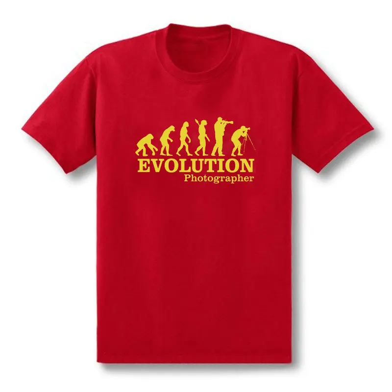 New Summer Photographer Evolution Men T-shirt Funny Cameraman Men Cotton Short Sleeve T Shirts Photography Tees