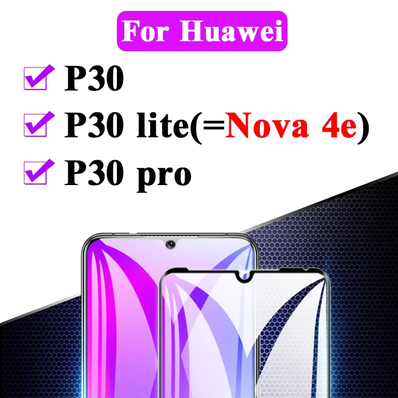 3D Curved full cover protective glass on for huawei p30 tempered p 30 lite pro huwai 30p 30lite 30pro huavei nova 4e protector