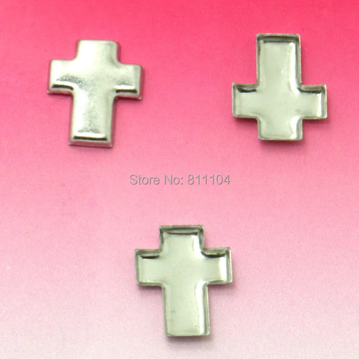 

8.5x10.5mm Blank Stainless Steel Bases Cross Bezel tray Pendant Connectors Glass Cabochon tray for Floating Charm Lockets Making