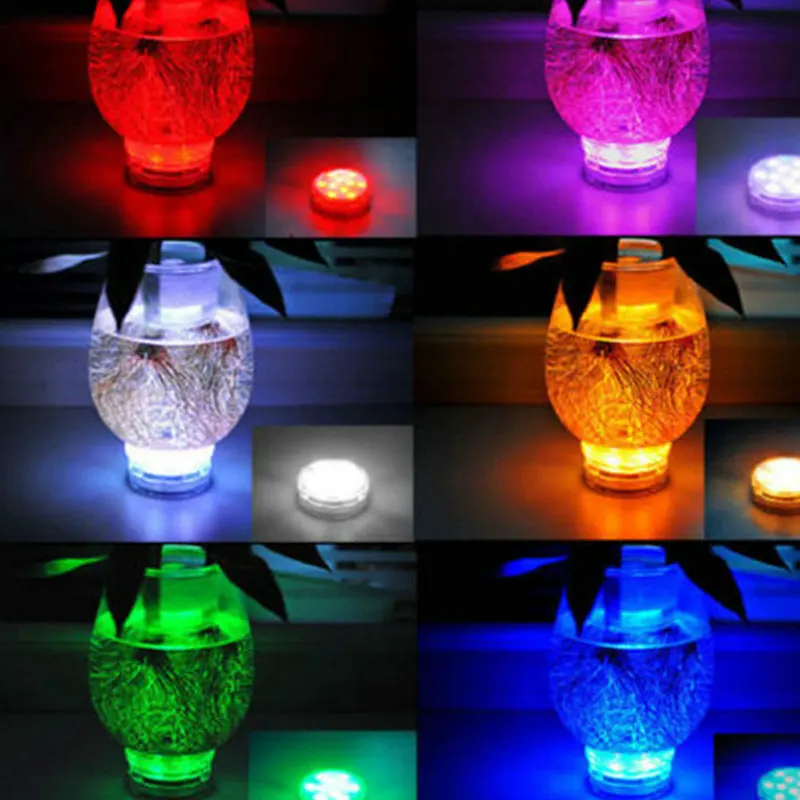 10 LED Waterproof Light 10smds RGB MultiColor Remote Controller Vase Wedding Party Decor Submersible Floral led Base Light