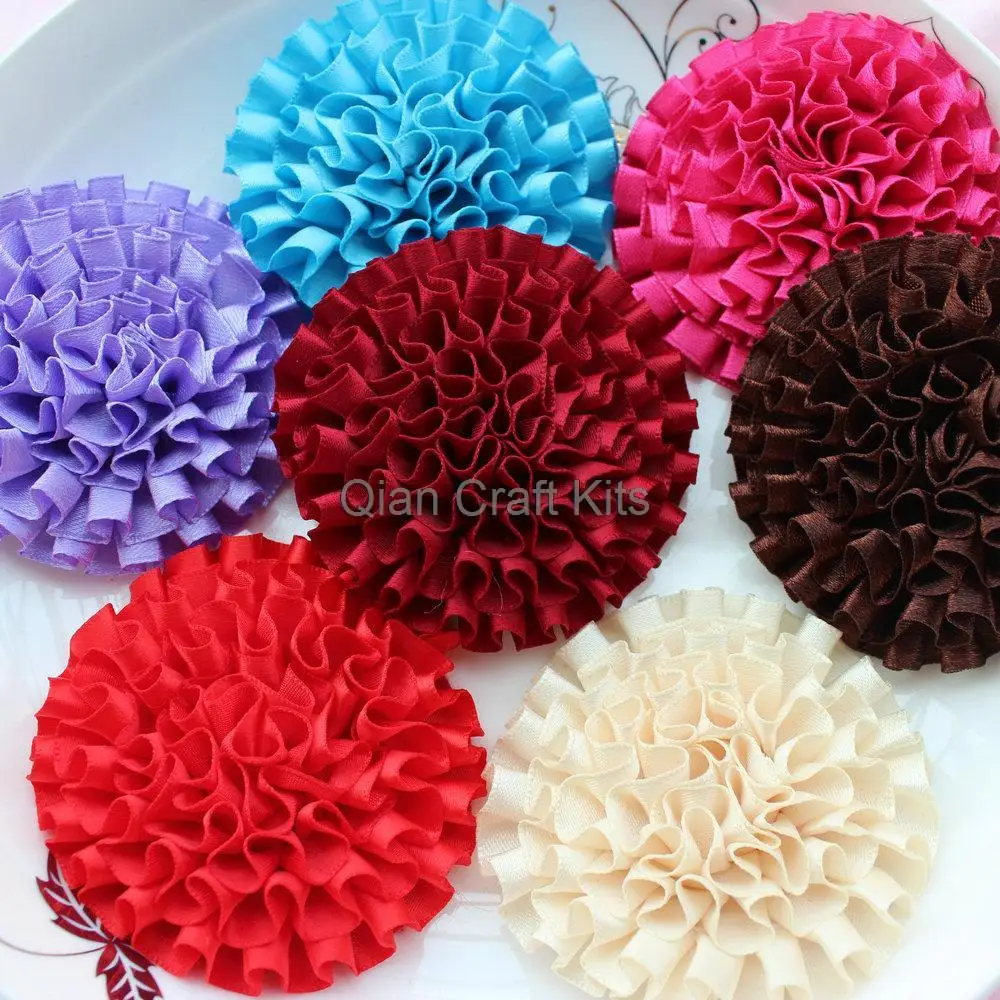 

40pcs big mix colors cabbage satin puff flowers, 3 inch satin flower, satin flower, headband supplies, hair bow supplies