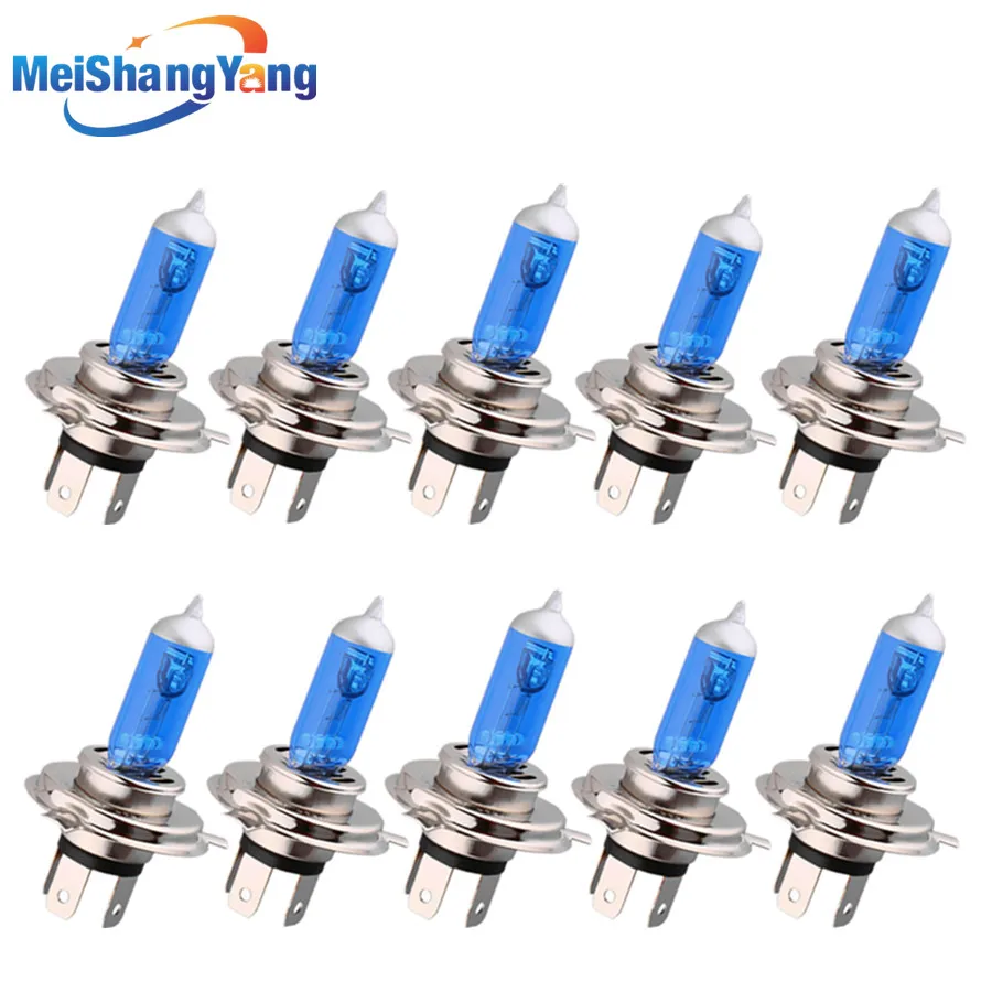 

10pcs Halogen Bulb H4 100W 12V 6000K h4 super white Fog Lights High Power Car Headlights Lamp Car Light Source parking auto